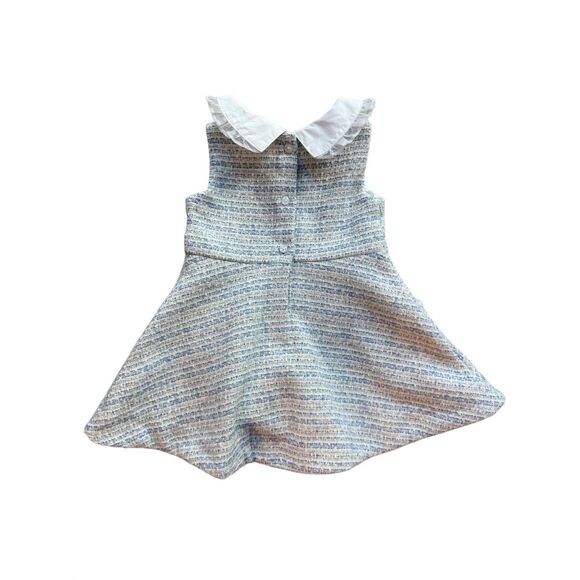 Janie And Jack 2pc Sky Blue Tweed Collared Dress Size 12-18 Months - Picture 9 of 12